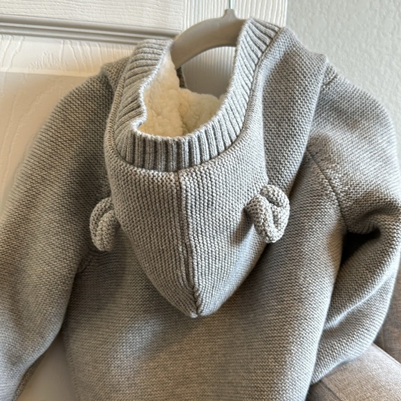 NWT Janie and Jack grey hooded sweater button up with Sherpa lining - Picture 4 of 7